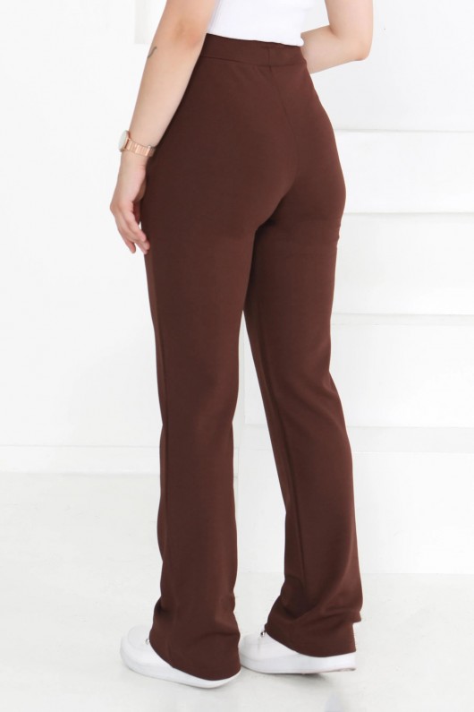 Kadın İspanyol Paça Likralı Zara Krep Pantolon Kahverengi 2503 Kadın İspanyol Paça Likralı Zara Krep Pantolon Kahverengi 2503