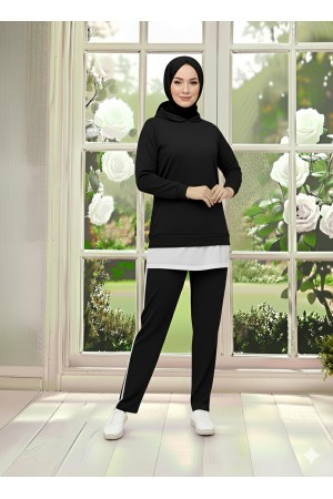 Tunik Takım Kapüşonlu Siyah 3004