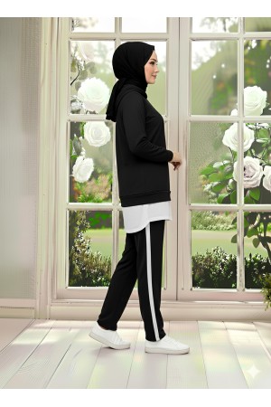 Tunik Takım Kapüşonlu Siyah 3004