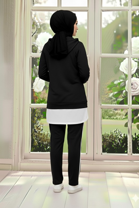 Tunik Takım Kapüşonlu Siyah 3004