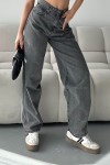 Kadın Kot Baggy Jeans Denim Pantolon Kar Yıkama Gri 4000