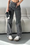 Kadın Kot Baggy Jeans Denim Pantolon Kar Yıkama Gri 4000