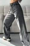 Kadın Kot Baggy Jeans Denim Pantolon Kar Yıkama Gri 4000