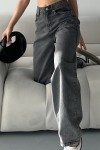 Kadın Kot Baggy Jeans Denim Pantolon Kar Yıkama Gri 4000