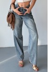 Kadın Kemer Tokalı Baggy Jean Pantolon Efektli Açık Kahve Tint 4003