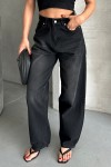 Kadın Kemer Tokalı Baggy Jean Pantolon Efektli Siyah 4003 Kadın Kemer Tokalı Baggy Jean Pantolon Efektli Siyah 4003