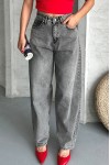 Kadın Kemer Tokalı Baggy Jean Pantolon Efektli Açık Füme 4003 Kadın Kemer Tokalı Baggy Jean Pantolon Efektli Açık Füme 4003
