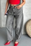 Kadın Kemer Tokalı Baggy Jean Pantolon Efektli Açık Füme 4003 Kadın Kemer Tokalı Baggy Jean Pantolon Efektli Açık Füme 4003
