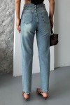 Kadın Mom Fıt Denim Pantolon Bıyık Kimyasal Kar Yıkama Mavi Yeşil Efekti 4005 Kadın Mom Fıt Denim Pantolon Bıyık Kimyasal Kar Yıkama Mavi Yeşil Efekti 4005