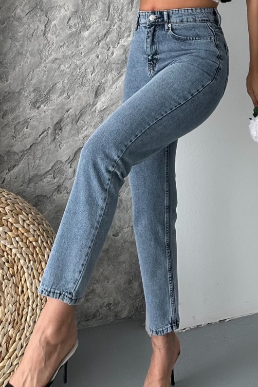 Kadın Mom Fıt Kot Pantolon Enzim Taş Yıkama Mavi 4006 Kadın Mom Fıt Kot Pantolon Enzim Taş Yıkama Mavi 4006