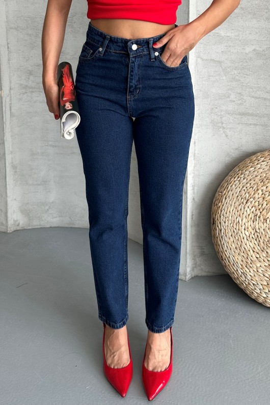 Kadın Mom Fıt Kot Pantolon Enzim Taş Yıkama Koyu Mavi 4006 Kadın Mom Fıt Kot Pantolon Enzim Taş Yıkama Koyu Mavi 4006