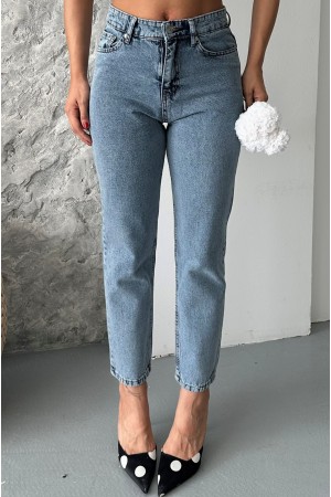 Kadın Mom Fıt Kot Pantolon Enzim Taş Yıkama Mavi 4006 Kadın Mom Fıt Kot Pantolon Enzim Taş Yıkama Mavi 4006