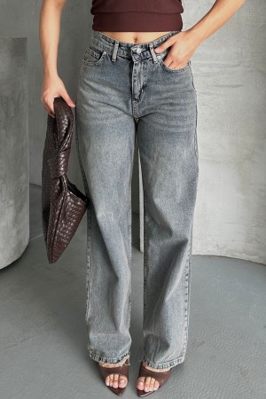 Kadın Palazzo Kot Pantolon Arka Cep Detaylı Kar Yıkama Kahve Tint 4007