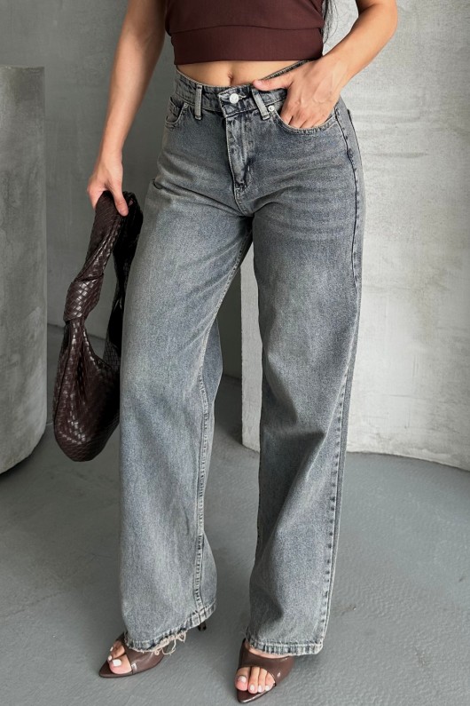 Kadın Palazzo Kot Pantolon Arka Cep Detaylı Kar Yıkama Kahve Tint 4007