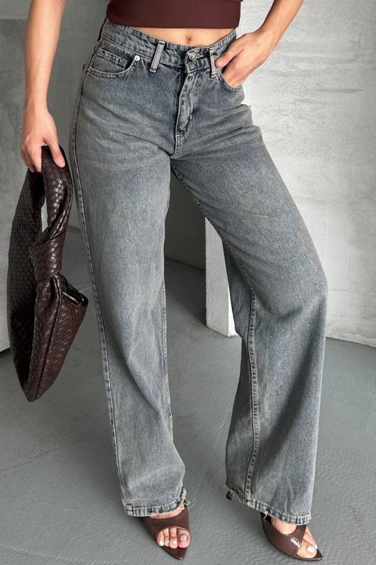 Kadın Palazzo Kot Pantolon Arka Cep Detaylı Kar Yıkama Kahve Tint 4007