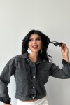 Kadın Kot Ceket Çift Cepli Denim Ceket Antrasit 4500