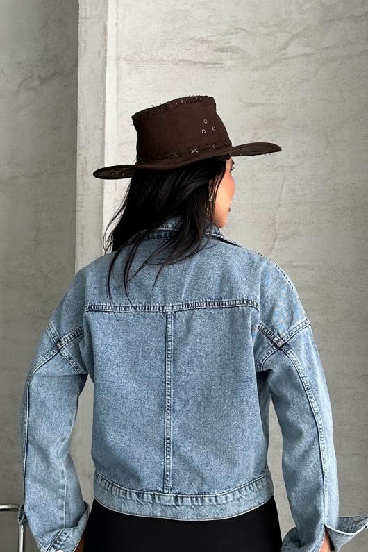 Kadın Kot Ceket Çift Cepli Denim Ceket Mavi 4500