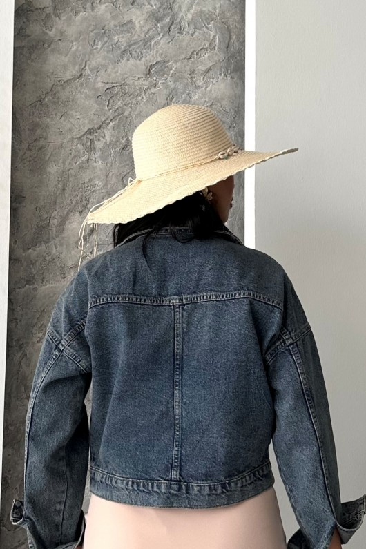 Kadın Kot Ceket Çift Cepli Denim Ceket Kahve Tint 4500