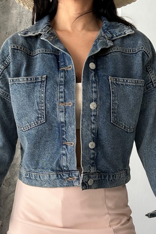 Kadın Kot Ceket Çift Cepli Denim Ceket Kahve Tint 4500