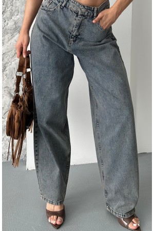Kadın Kot Baggy Jeans Denim Pantolon Kar Yıkama Kahve Tint 4000