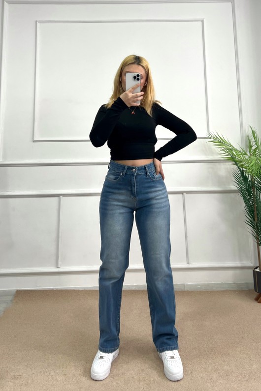 Straight Likralı Kot Pantolon Mavi 4013