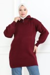 Fermuarlı Triko Tunik Bordo 1006 Fermuarlı Triko Tunik Bordo 1006