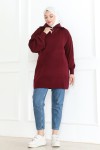Fermuarlı Triko Tunik Bordo 1006 Fermuarlı Triko Tunik Bordo 1006