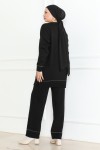 Şerit Detaylı Triko Takım Siyah 1018 Şerit Detaylı Triko Takım Siyah 1018