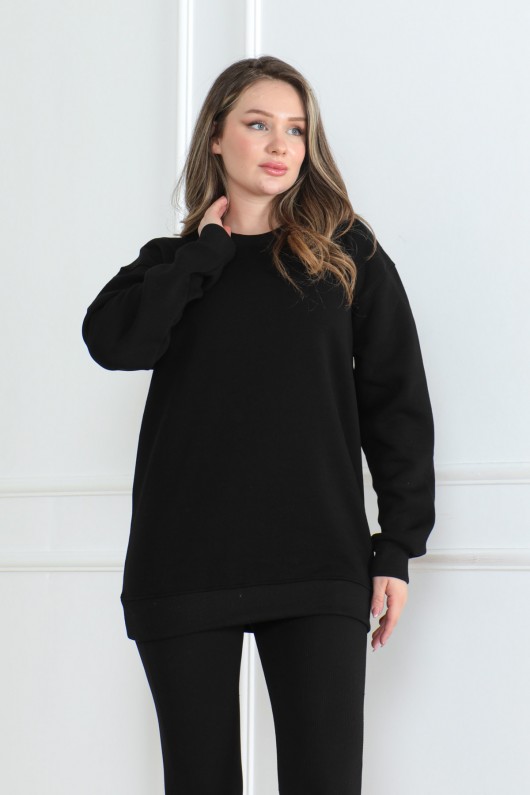 Kadın Sweatshirt İçi Şardonlu Siyah 1027