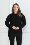 Kadın Sweatshirt İçi Şardonlu Siyah 1027