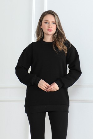 Kadın Sweatshirt İçi Şardonlu Siyah 1027