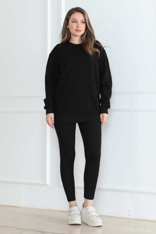 Kadın Sweatshirt İçi Şardonlu Siyah 1027