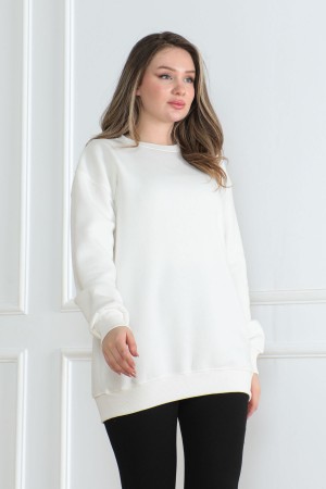 Kadın Sweatshirt İçi Şardonlu Beyaz 1027
