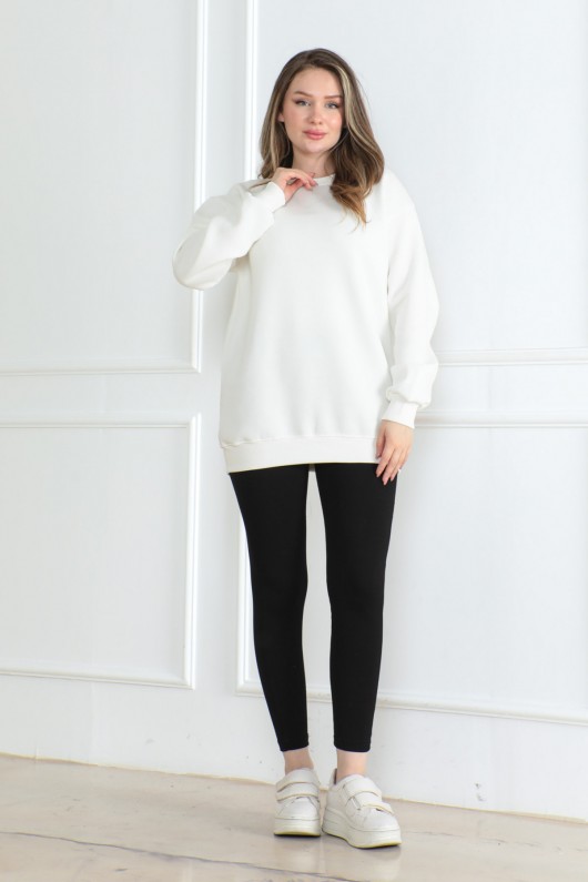 Kadın Sweatshirt İçi Şardonlu Beyaz 1027