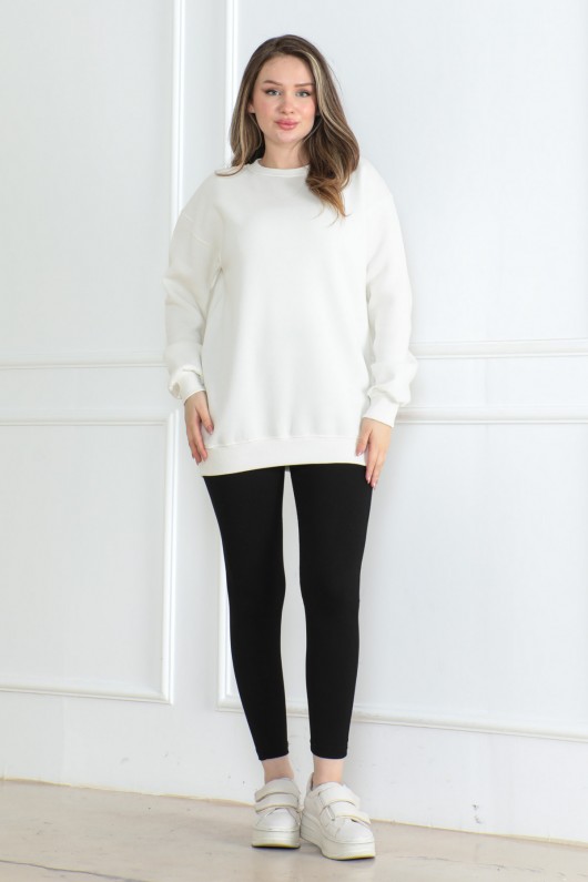 Kadın Sweatshirt İçi Şardonlu Beyaz 1027