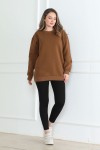 Kadın Sweatshirt İçi Şardonlu Kahverengi 1027