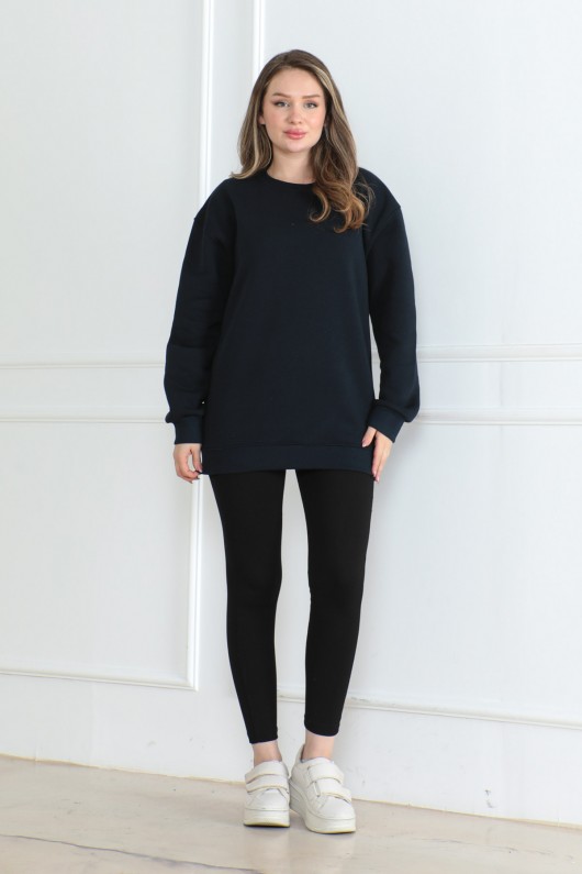 Kadın Sweatshirt İçi Şardonlu Lacivert 1027