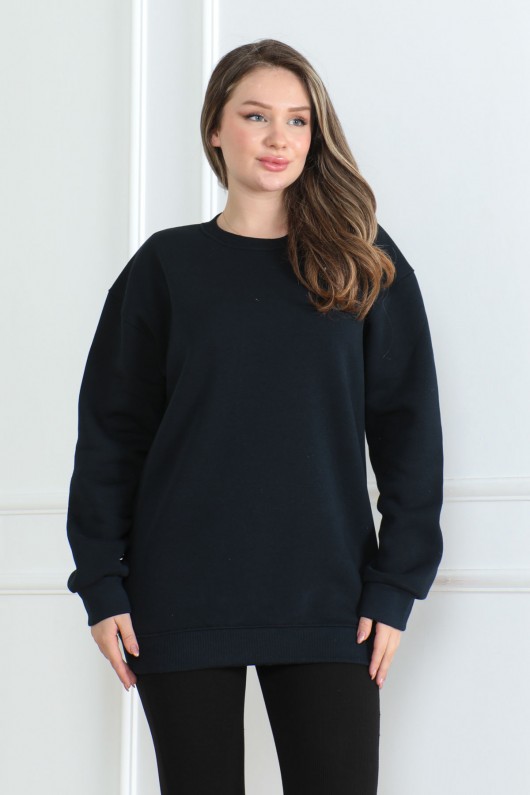 Kadın Sweatshirt İçi Şardonlu Lacivert 1027