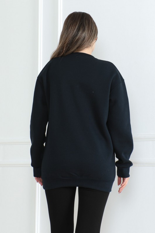 Kadın Sweatshirt İçi Şardonlu Lacivert 1027