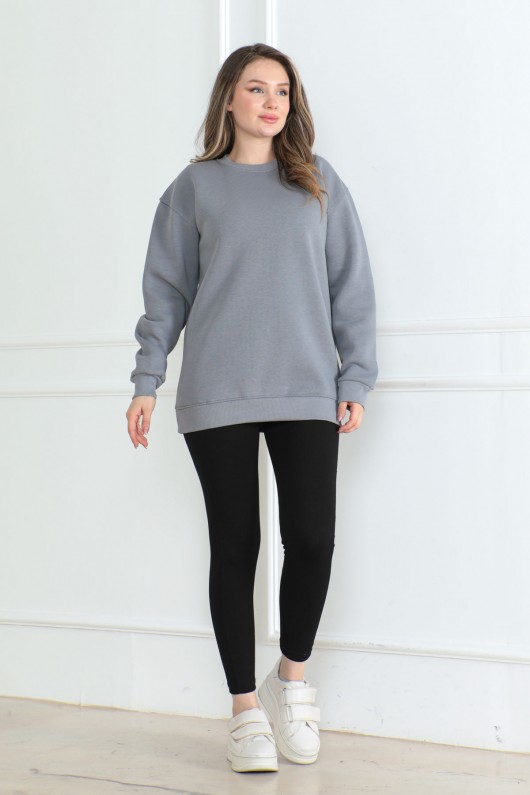 Kadın Sweatshirt İçi Şardonlu Gri 1027
