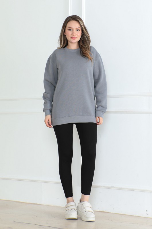 Kadın Sweatshirt İçi Şardonlu Gri 1027