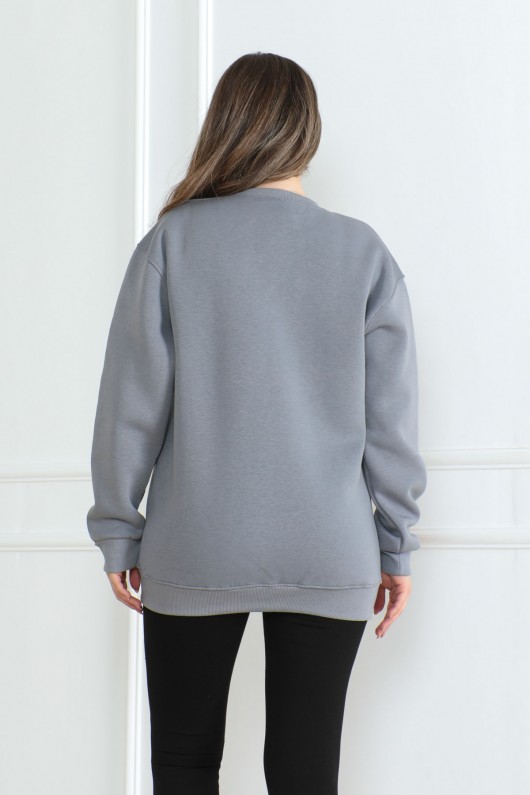 Kadın Sweatshirt İçi Şardonlu Gri 1027
