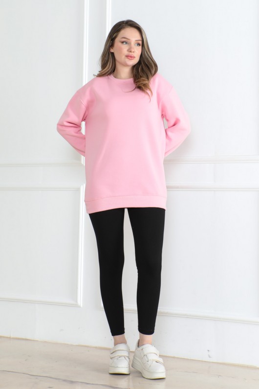 Kadın Sweatshirt İçi Şardonlu Pembe 1027
