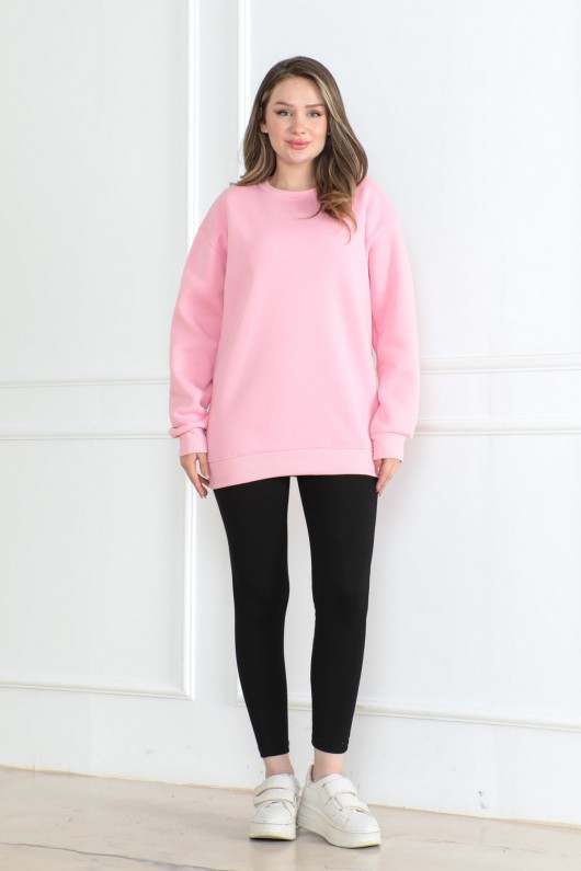Kadın Sweatshirt İçi Şardonlu Pembe 1027