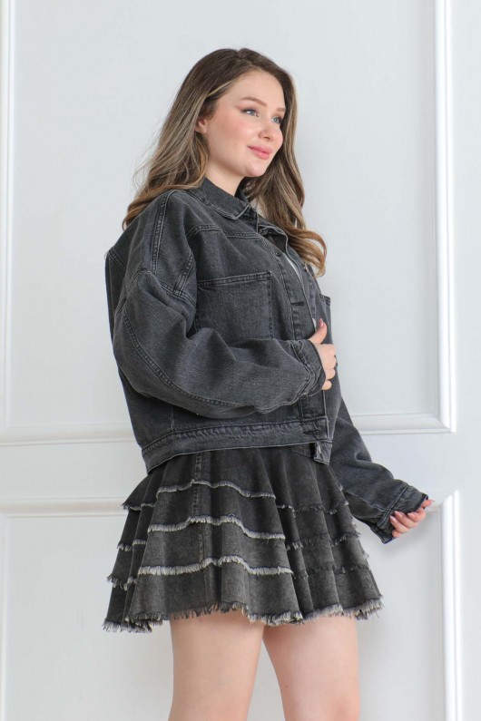 Kadın Kot Ceket Antrasit 2000