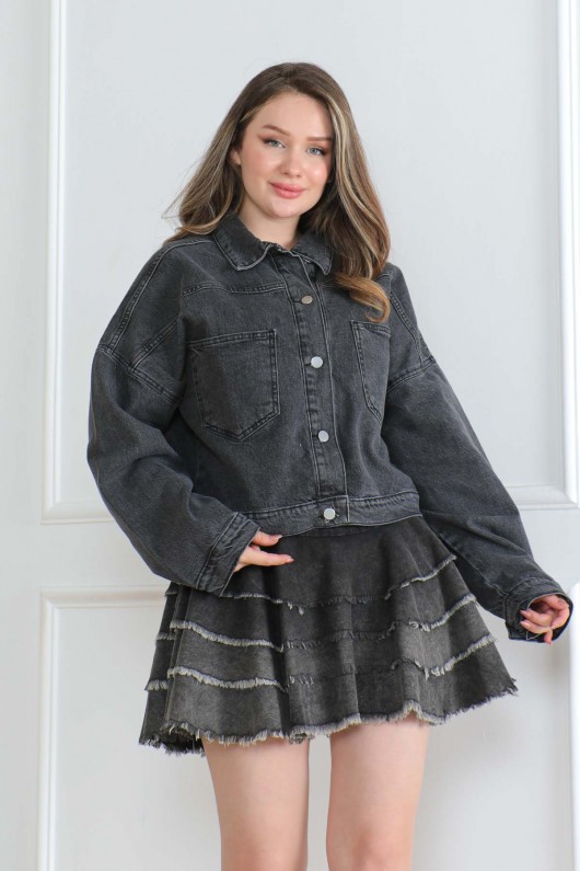 Kadın Kot Ceket Antrasit 2000