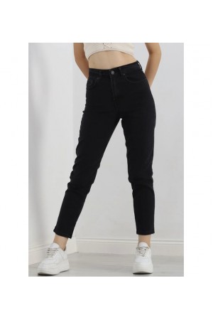 Kadın Kot Mom Jeans Pantalon Siyah 2006