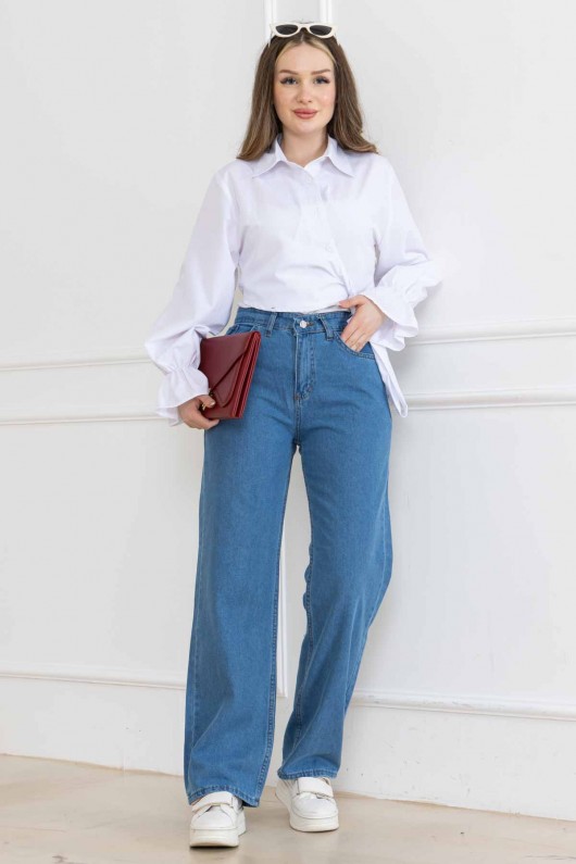 Kadın Palazzo Kot Pantolon Super Fıt Mavi 2008