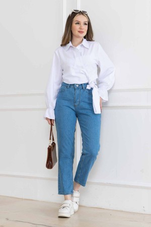 Kadın Mom Kot Pantolon Super Fıt Jeans Mavi 2009