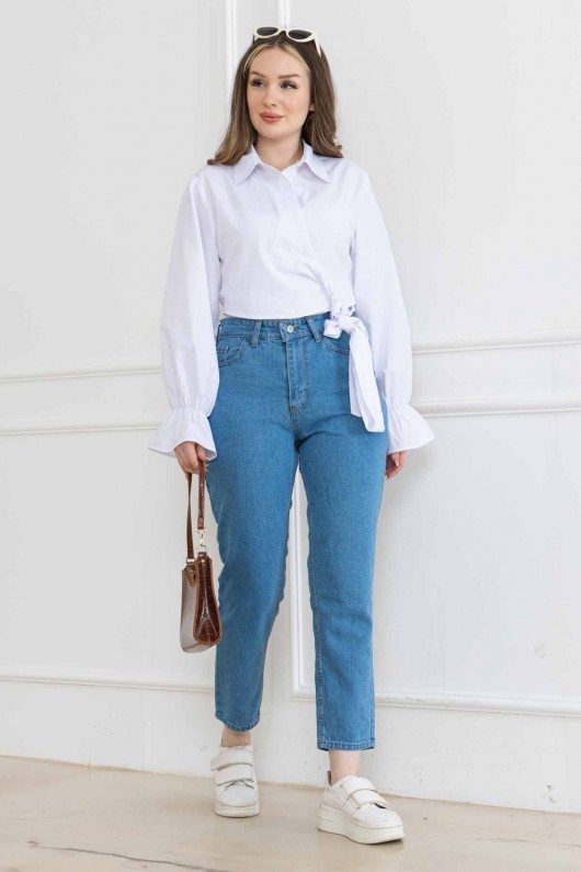 Kadın Mom Kot Pantolon Super Fıt Jeans Mavi 2009 Kadın Mom Kot Pantolon Super Fıt Jeans Mavi 2009